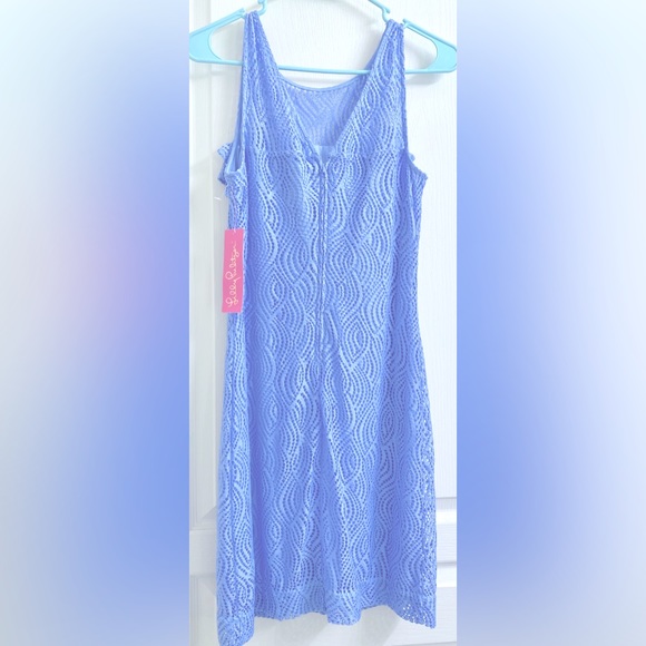 NWT Lilly Pulitzer Sleeveless Flowing Leaf Lace Janine Shift Dress Periwinkle - Picture 4 of 8